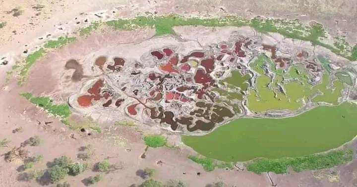 An aerial view of Igombe Crater