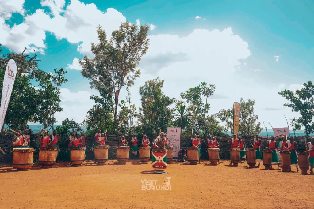 The royal drummers performing at the Gishora Drum Sanctuary